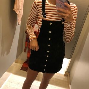 Black button down corduroy overall jumper